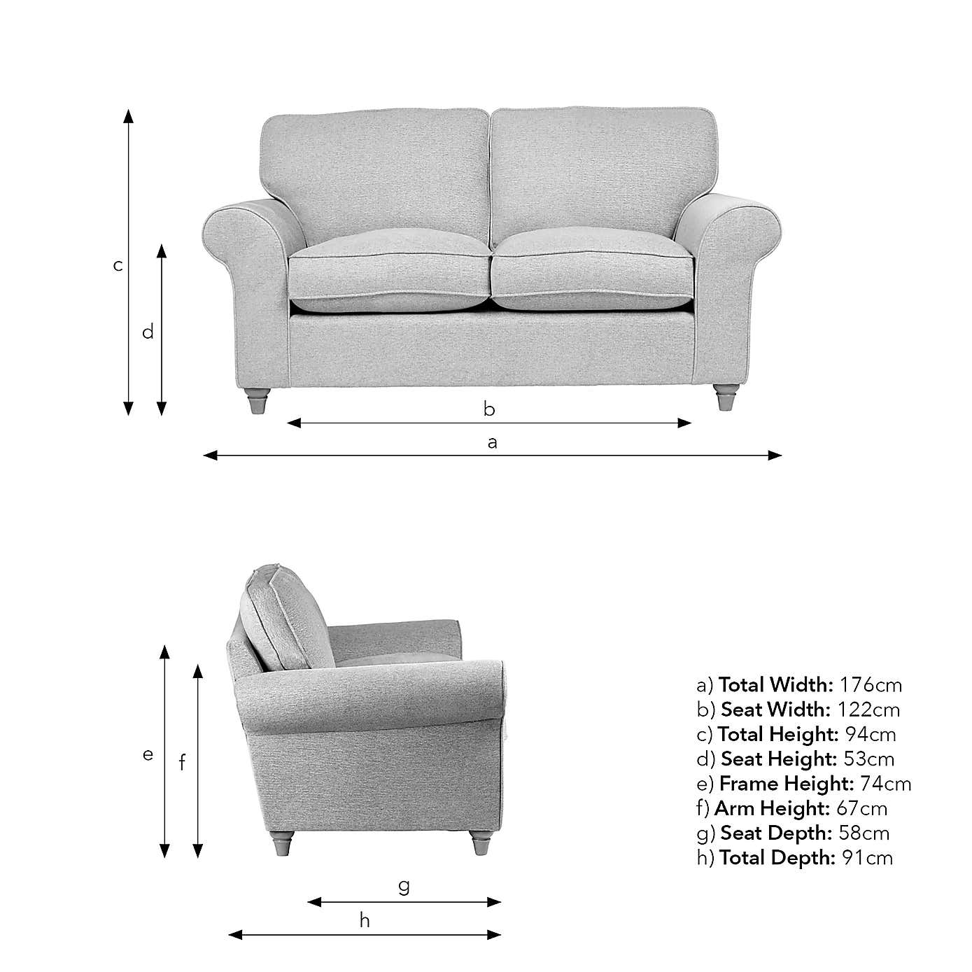 Rosa Fabric 2 Seater Sofa