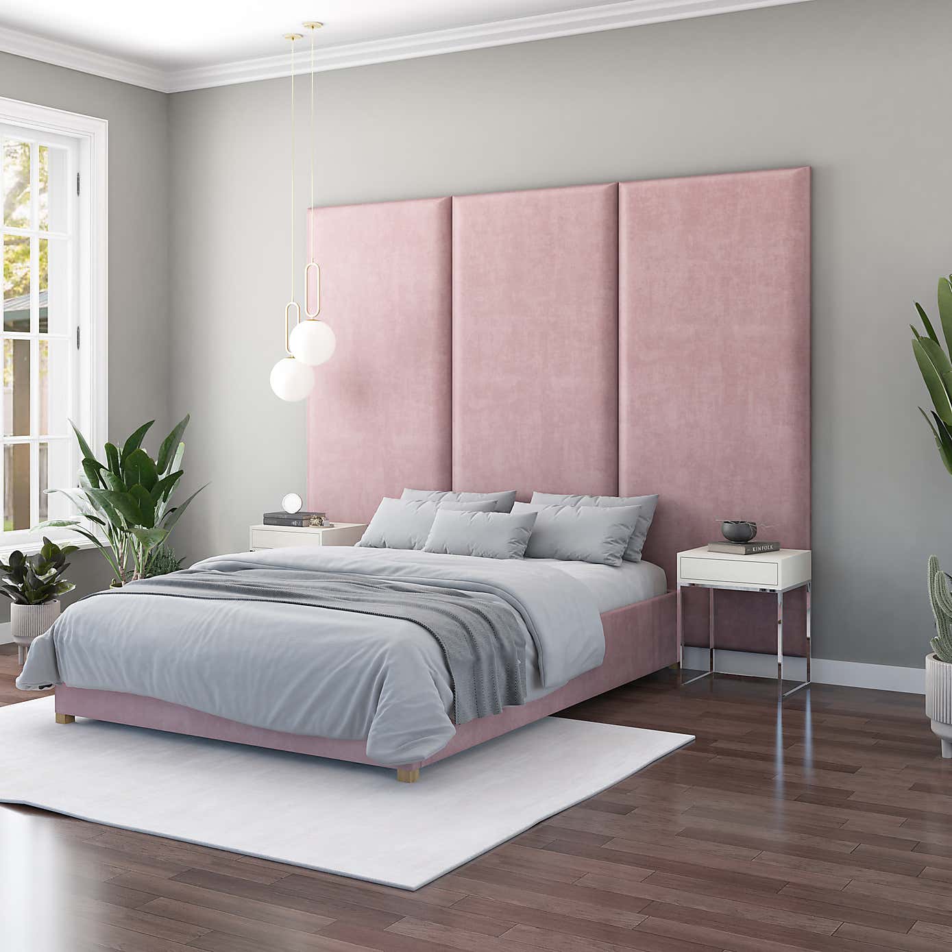 Hanging Wall Panel Dual Mount Plush Velvet Headboard