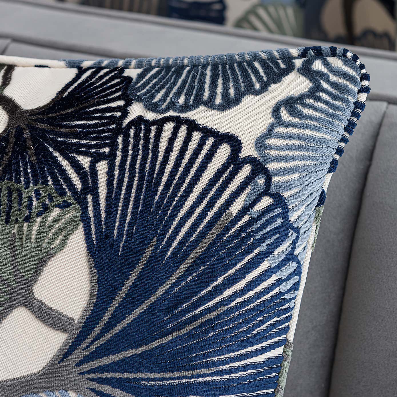 Gingko Cut Velvet Eyelet Curtains