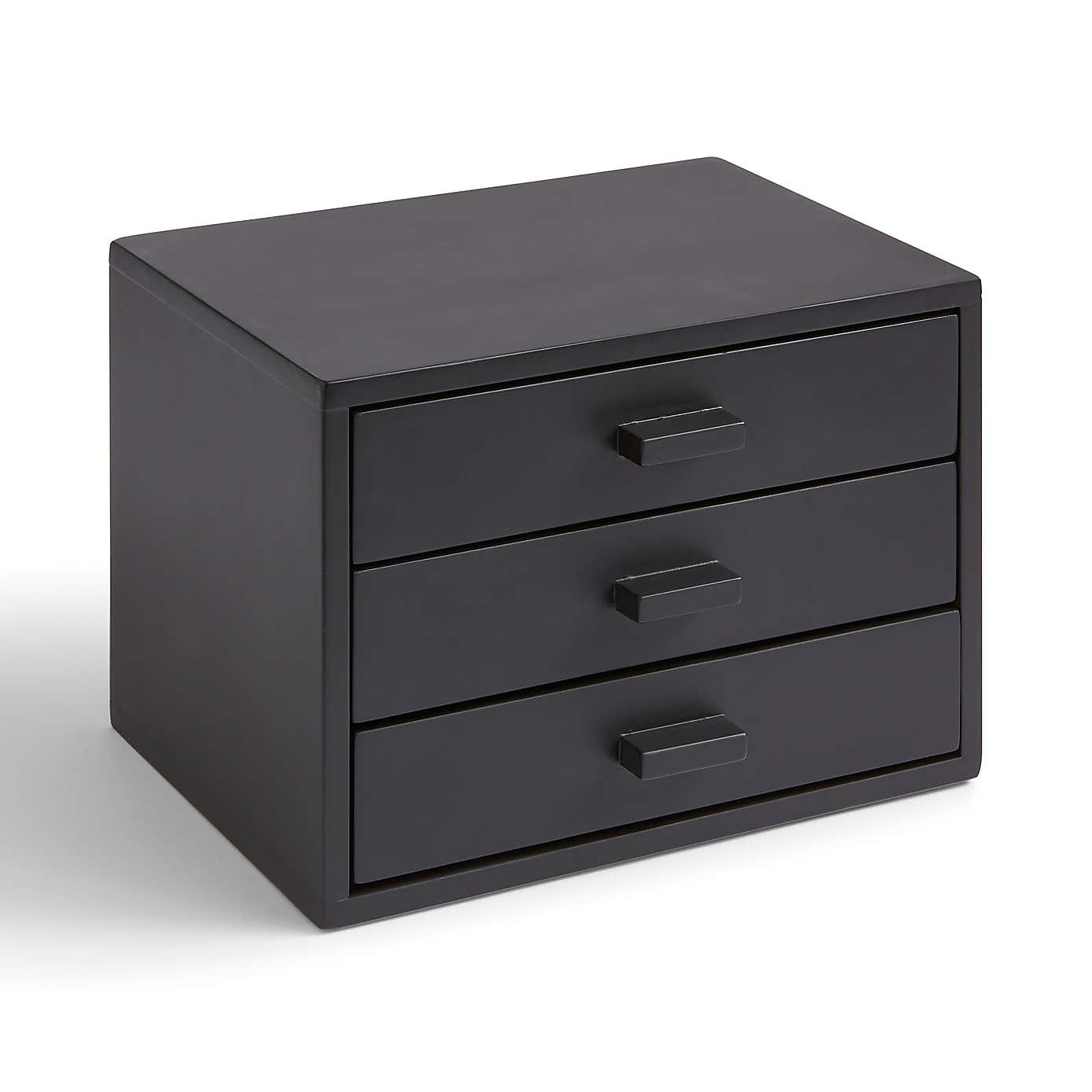 Black 3 Drawer Tabletop Storage