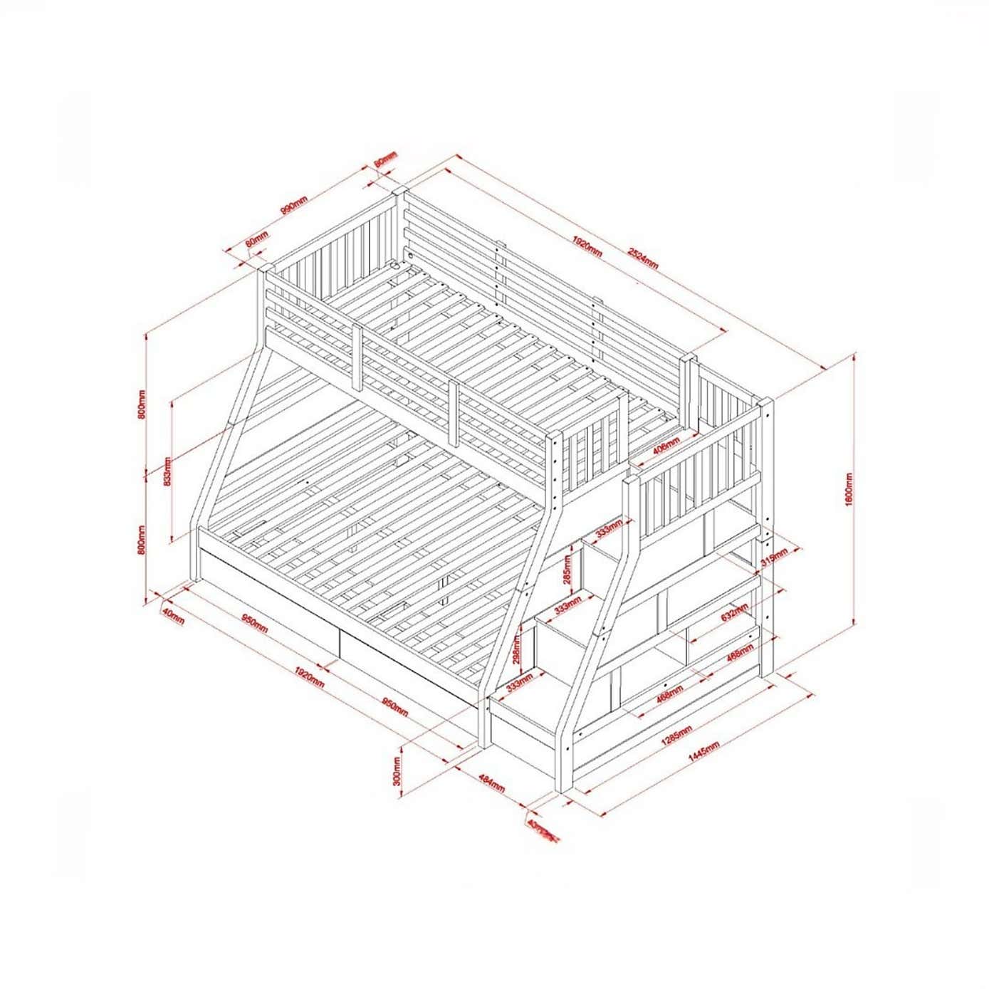 Lunar Triple Bunk Bed
