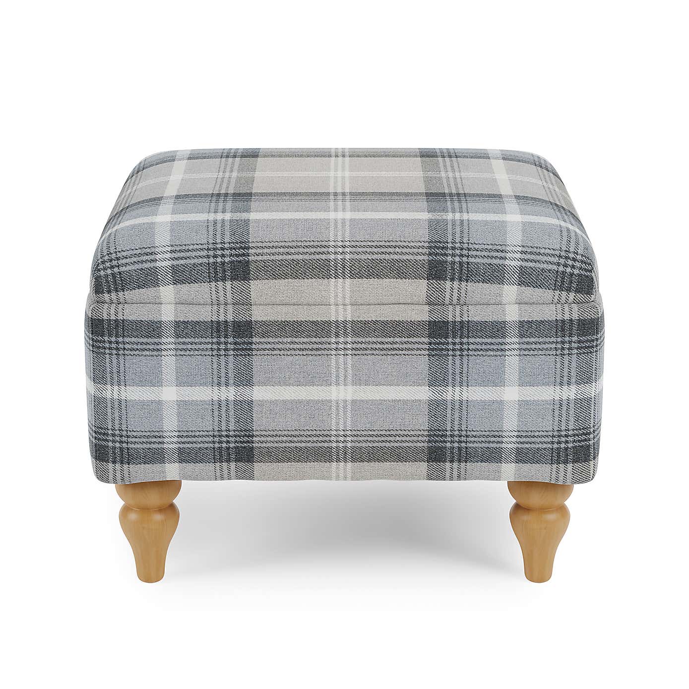 Oswald Check Storage Footstool Tapered Leg