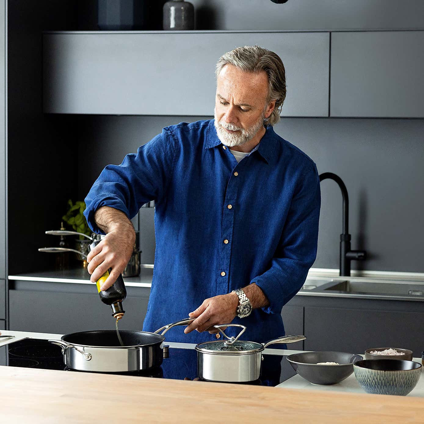 Circulon C Series Non-Stick Tri-Ply Stainless Steel 3 Piece Saucepan Set