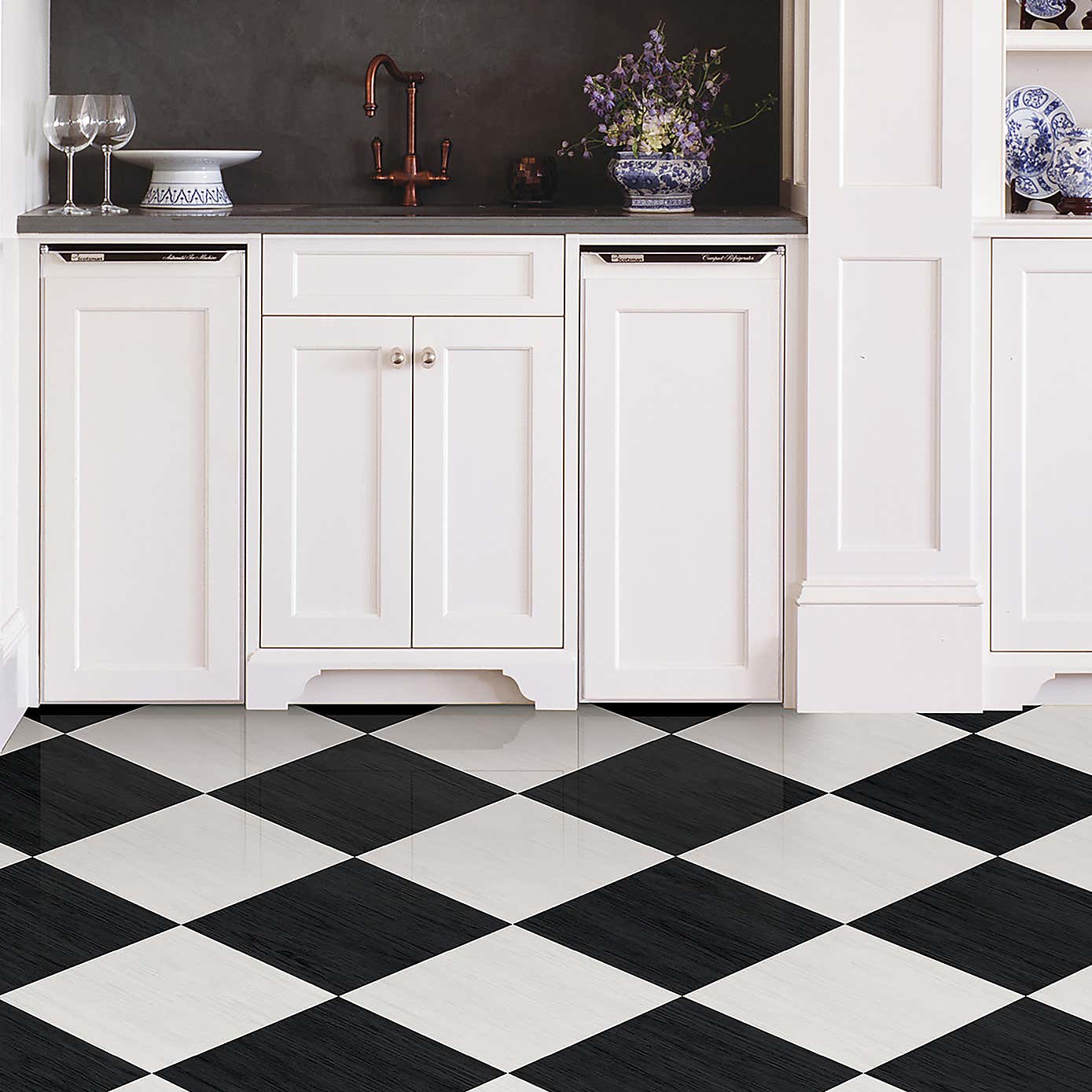 Lawrence Black & White Peel and Stick Floor Tiles