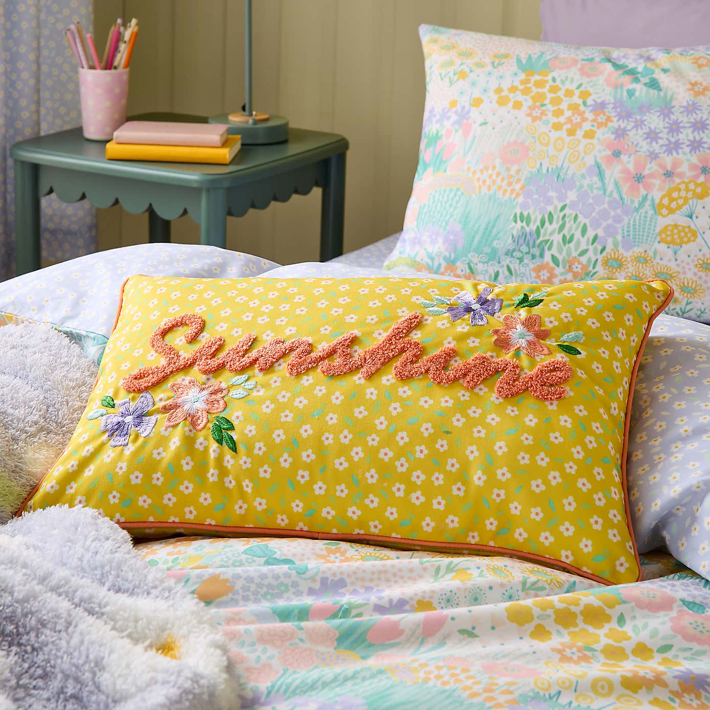 Embroidered Sunshine Cushion