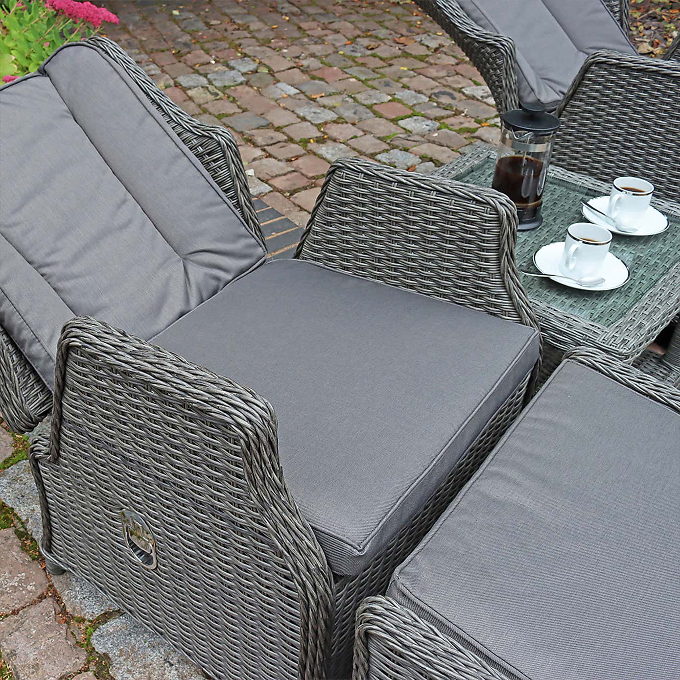 A.Mir Paris 5 Piece Deluxe Outdoor Reclining Chair Set