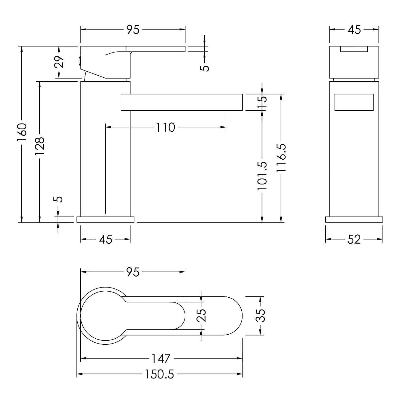 Arvan Mono Basin Mixer Tap with Push Button Waste