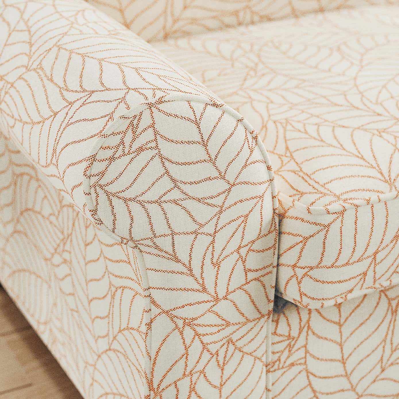 Flori 3 Seater Sofa, Leaf Print Fabric