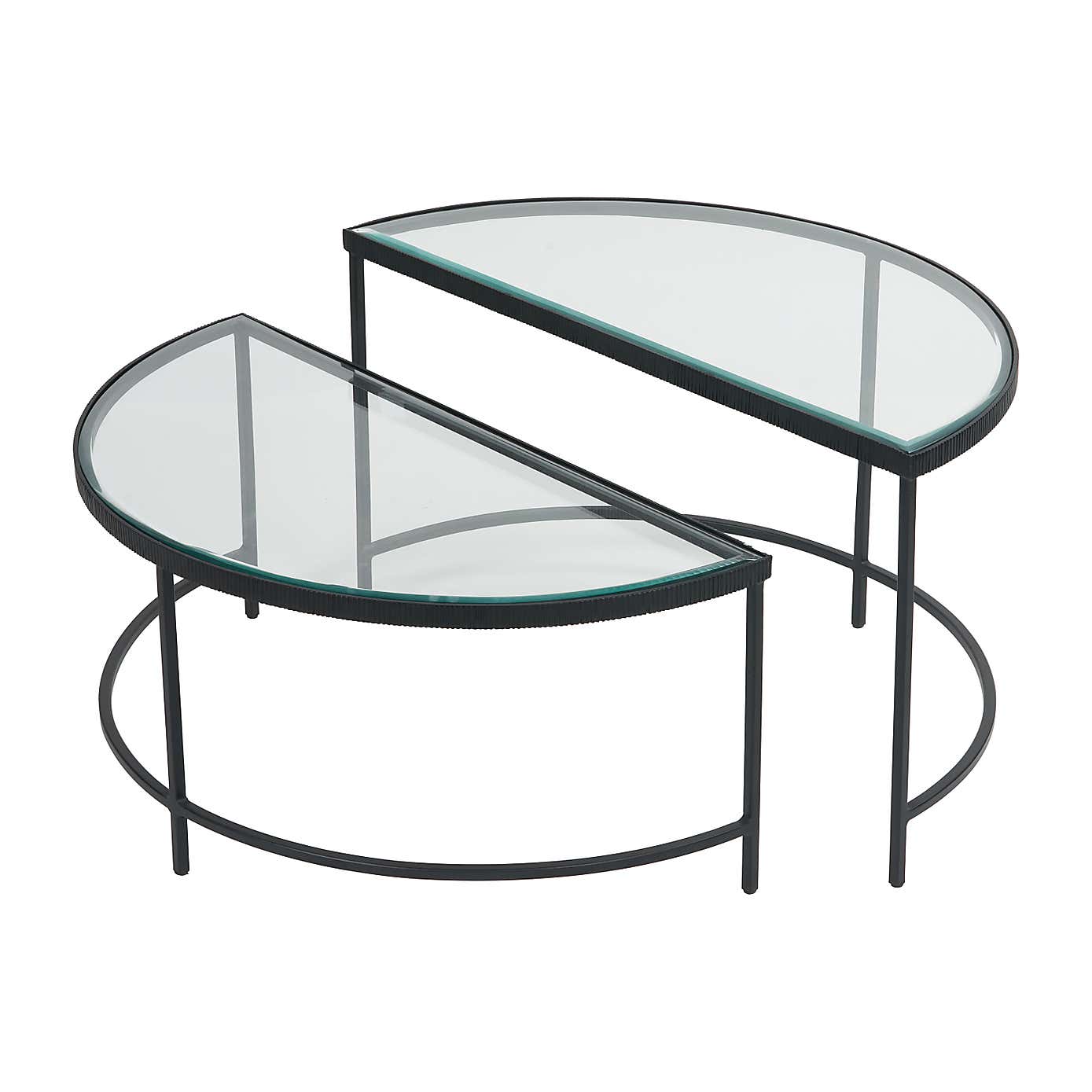 Marazzi Half Moon Coffee Tables, Bevelled Glass
