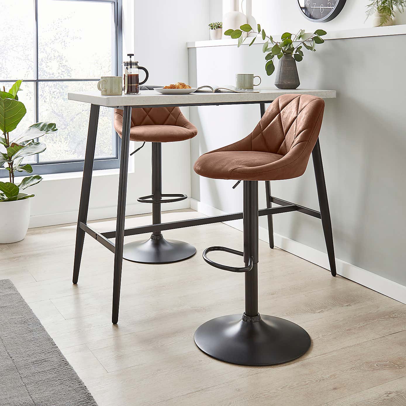 Noah Faux Suede Height Adjustable Bar Stool