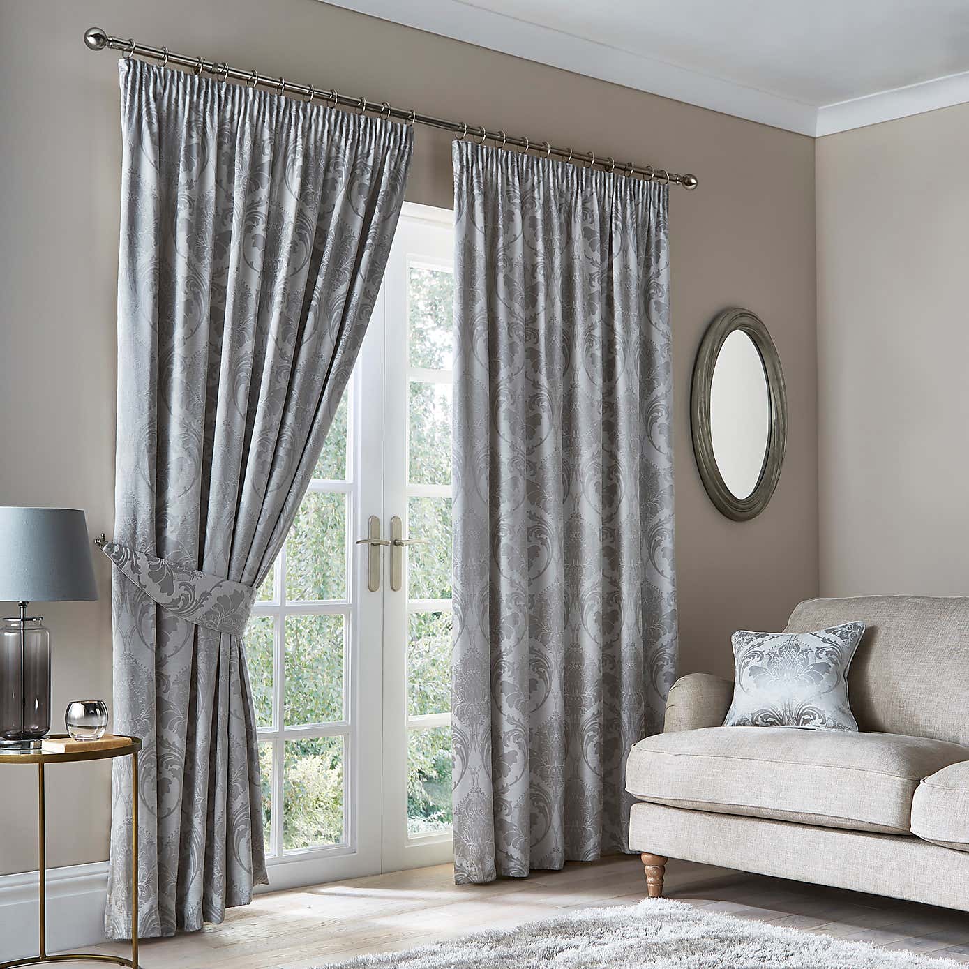 Zahra Chenille Jacquard Pencil Pleat Curtains