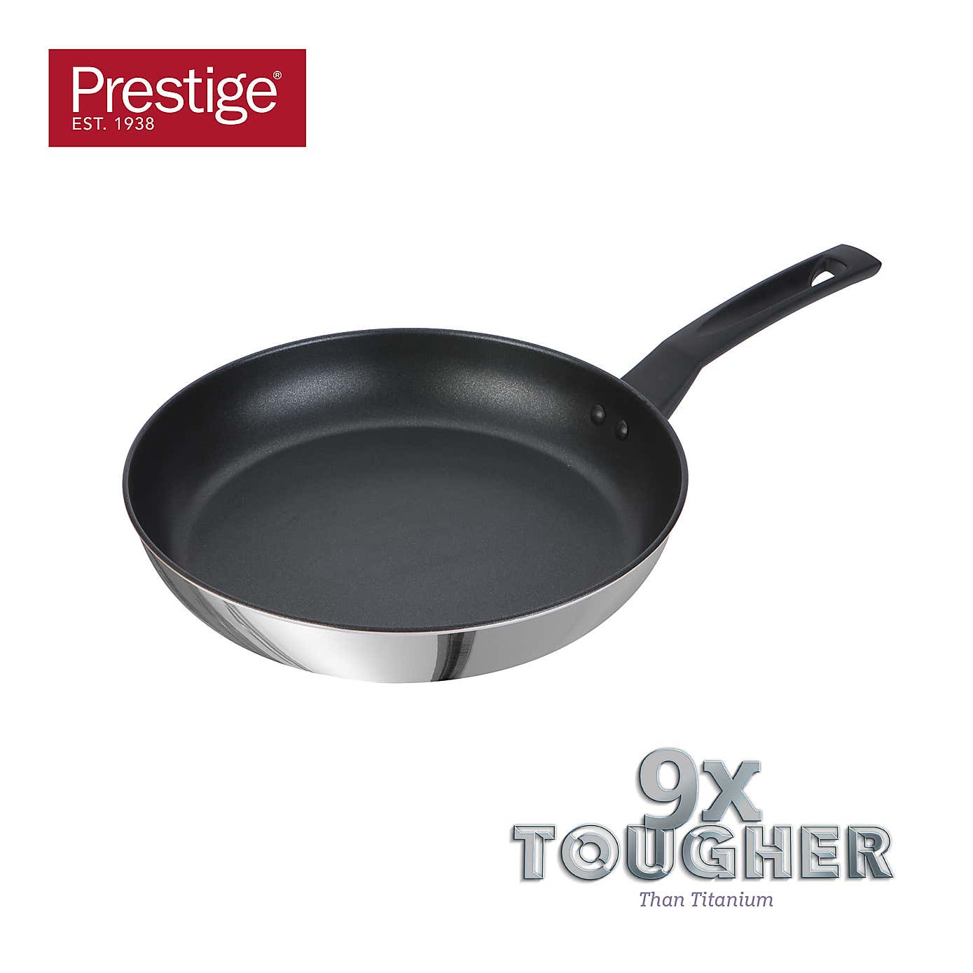 Prestige 9x Tougher Stainless Steel Open Frying Pan, 29cm