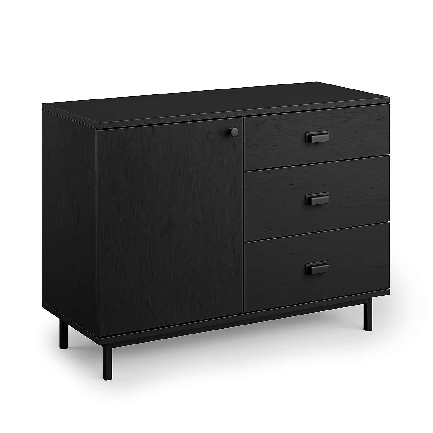 Fulton Small Sideboard, Black Oak