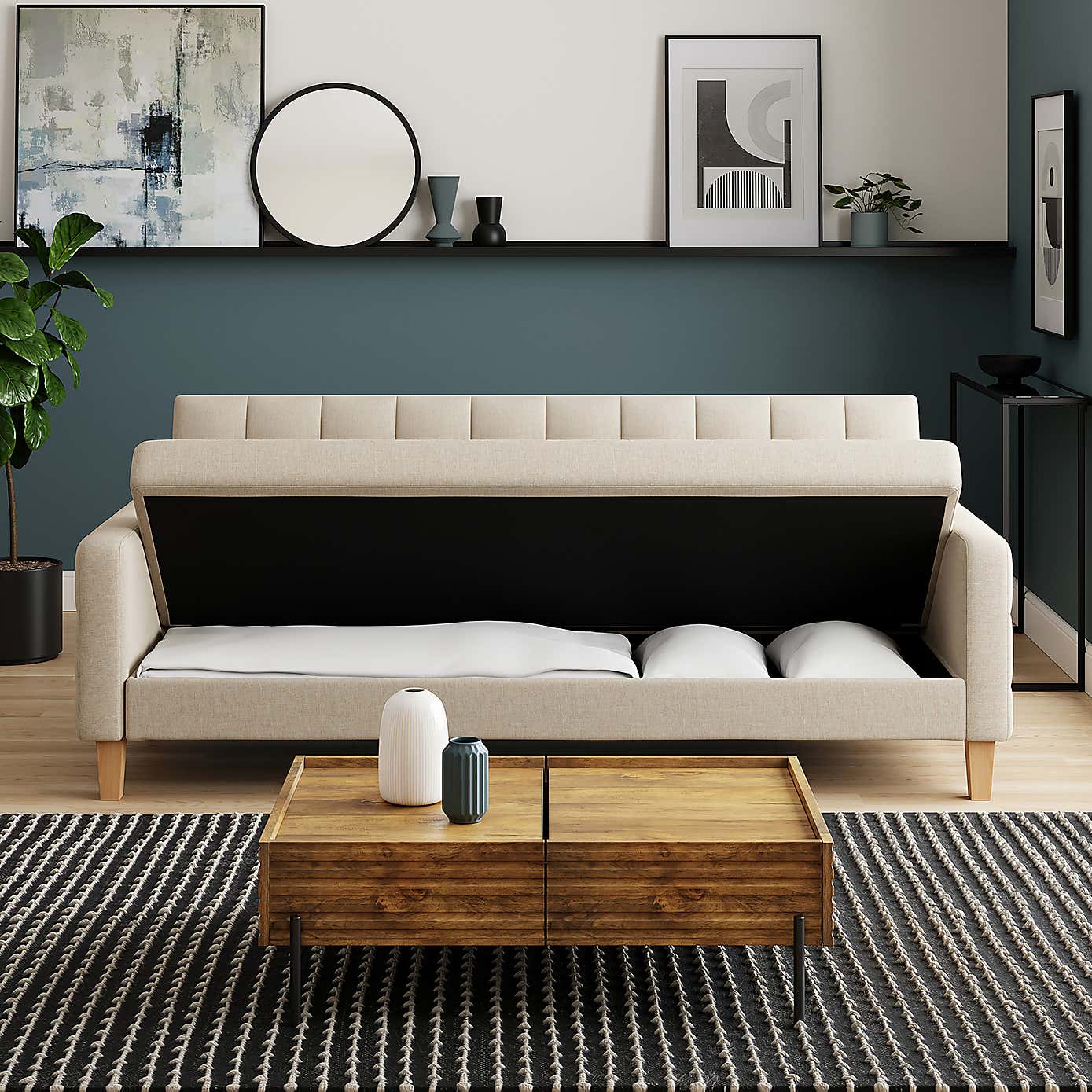 Harlow Storage Double Sofa Bed, Flatweave