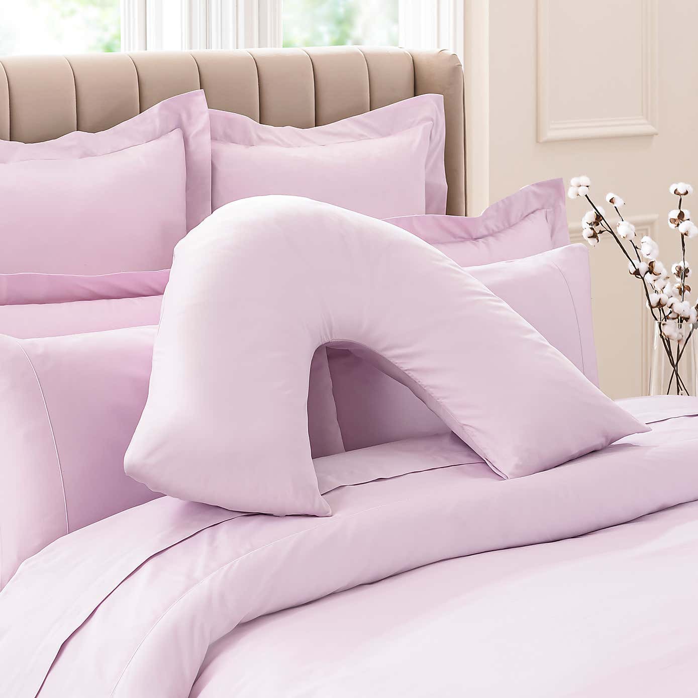 Dorma 300 Thread Count 100% Cotton Sateen Plain V-Shaped Pillowcase