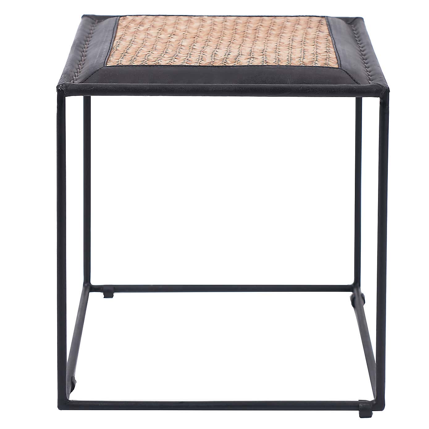 Ezio Leather and Rattan Stool