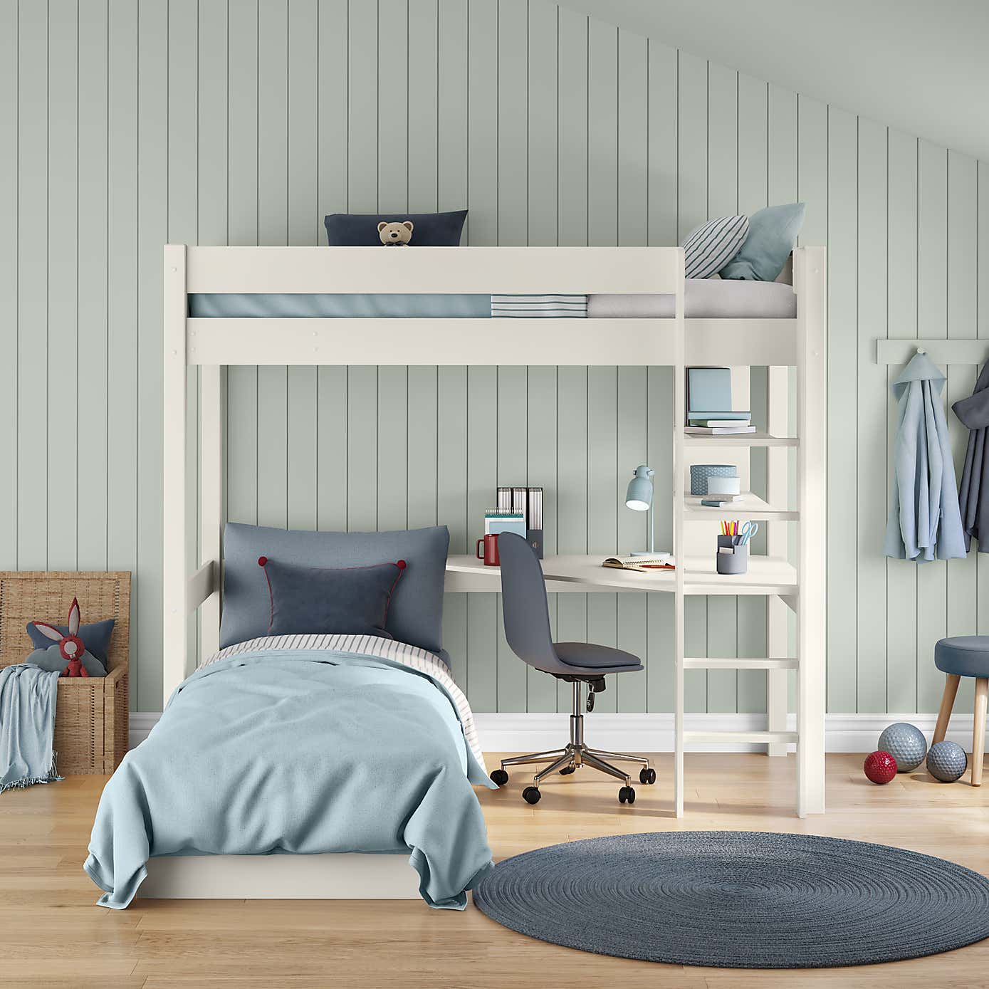 Stompa Classic Highsleeper with Desk And Chair Bed