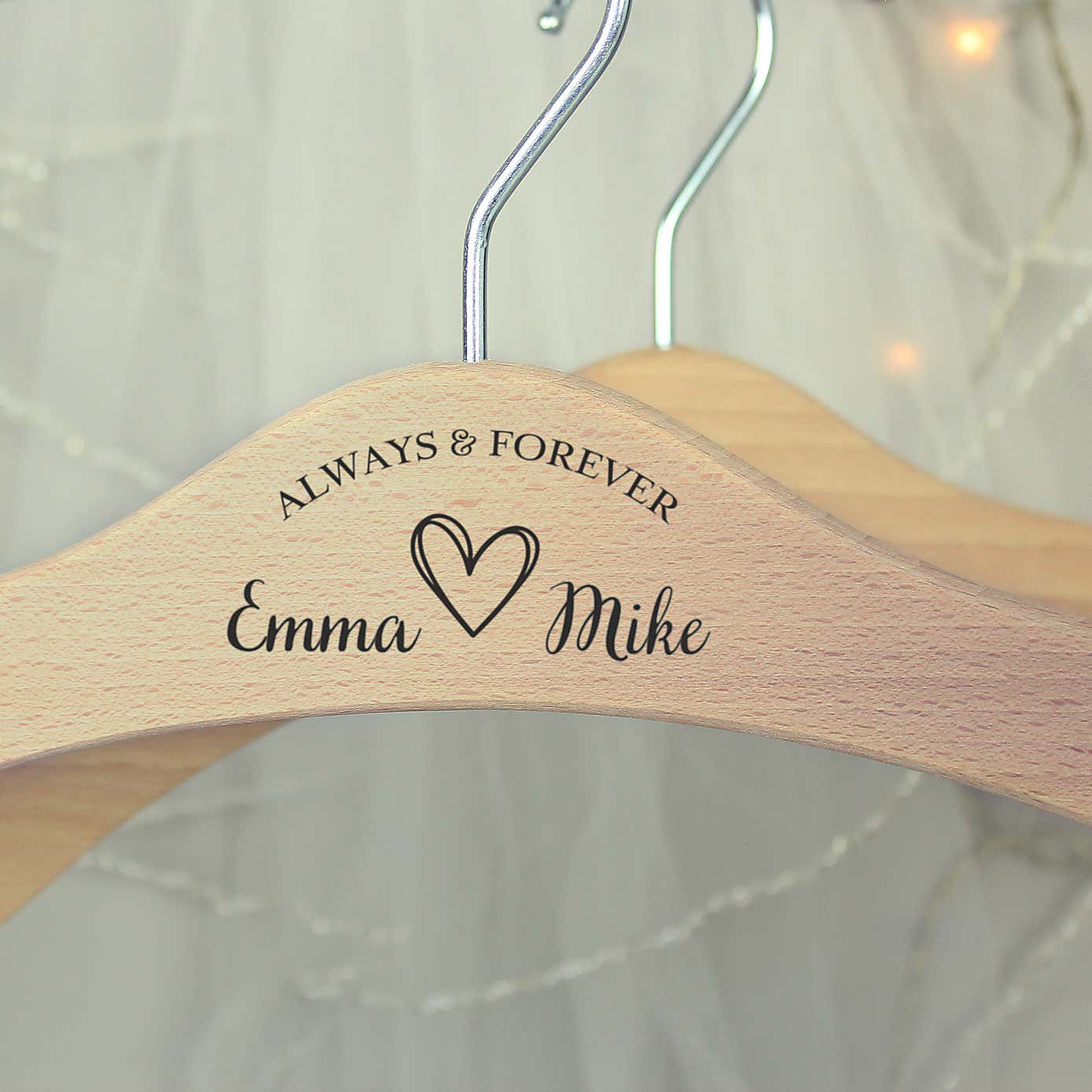 Personalised Always and Forever Wooden Coat Hanger
