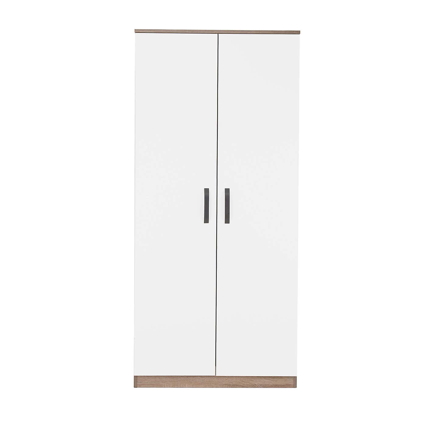 CuddleCo Enzo 2 Door Wardrobe, Oak & White
