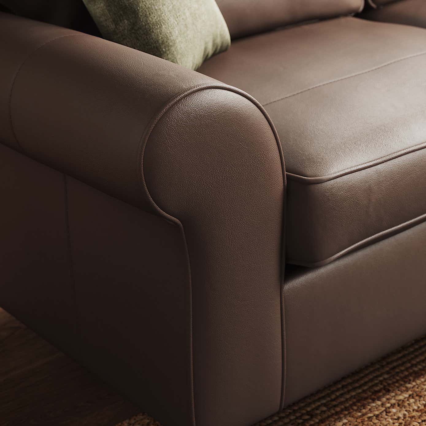 Flori Classic Leather 3 Seater Sofa