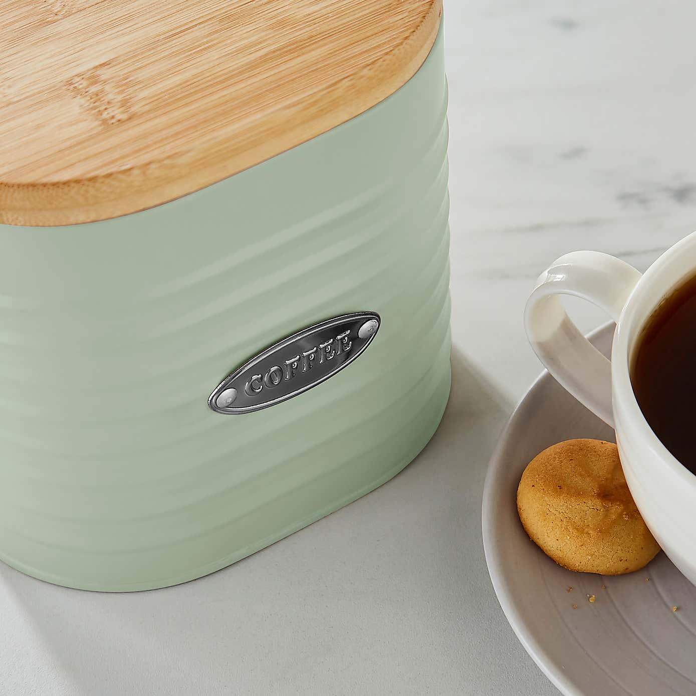 Metal Coffee Canister with Badge Sage