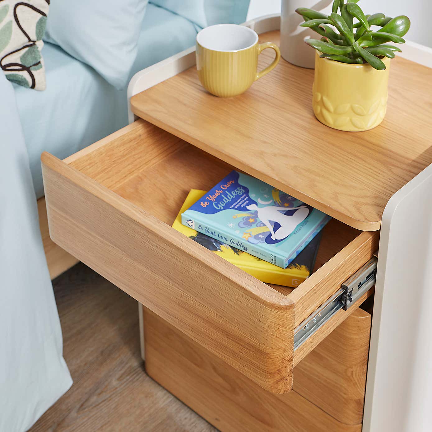 Reggie 3 Drawer Bedside Table, Oak Effect