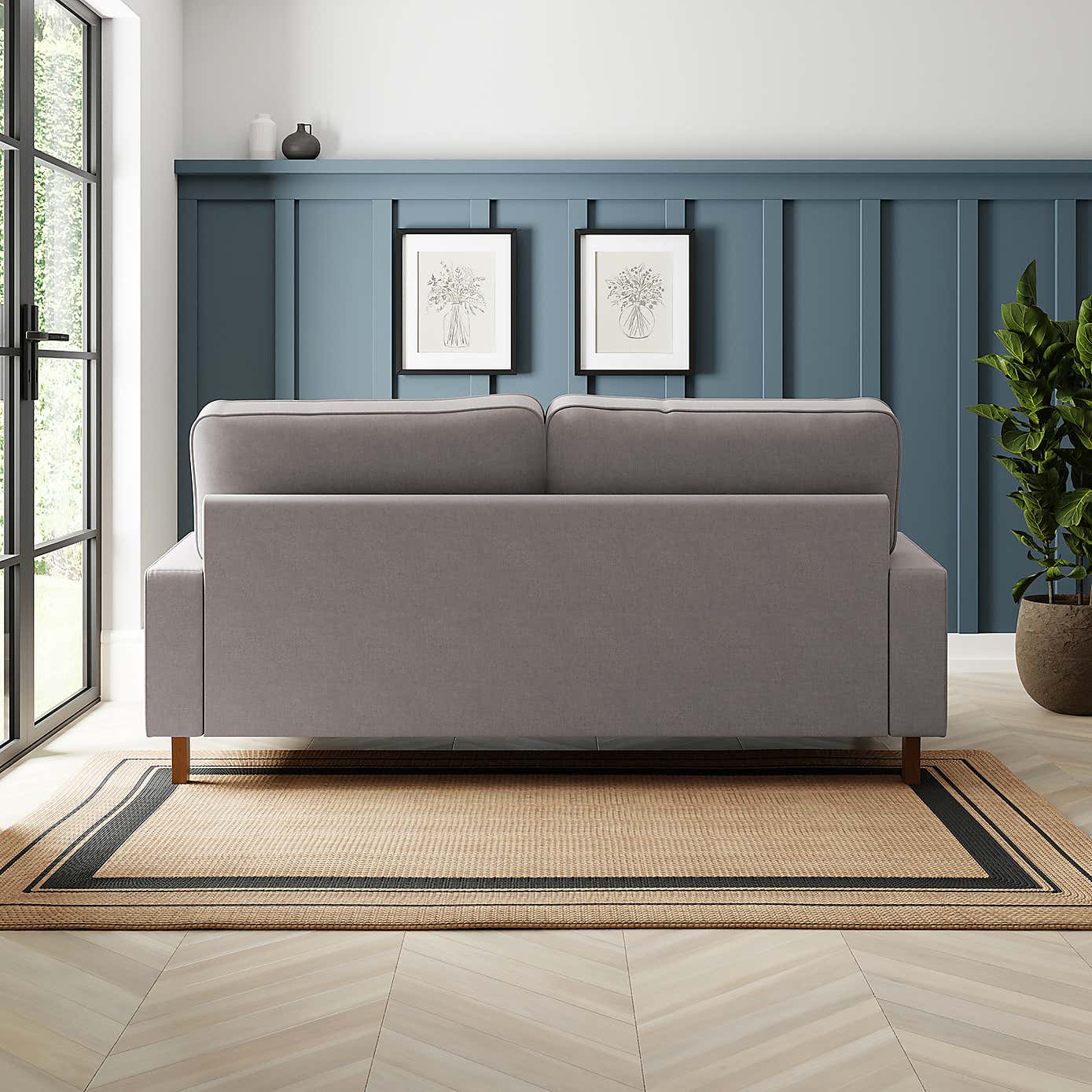 Beatrice Flatweave Grey 3 Seater Sofa