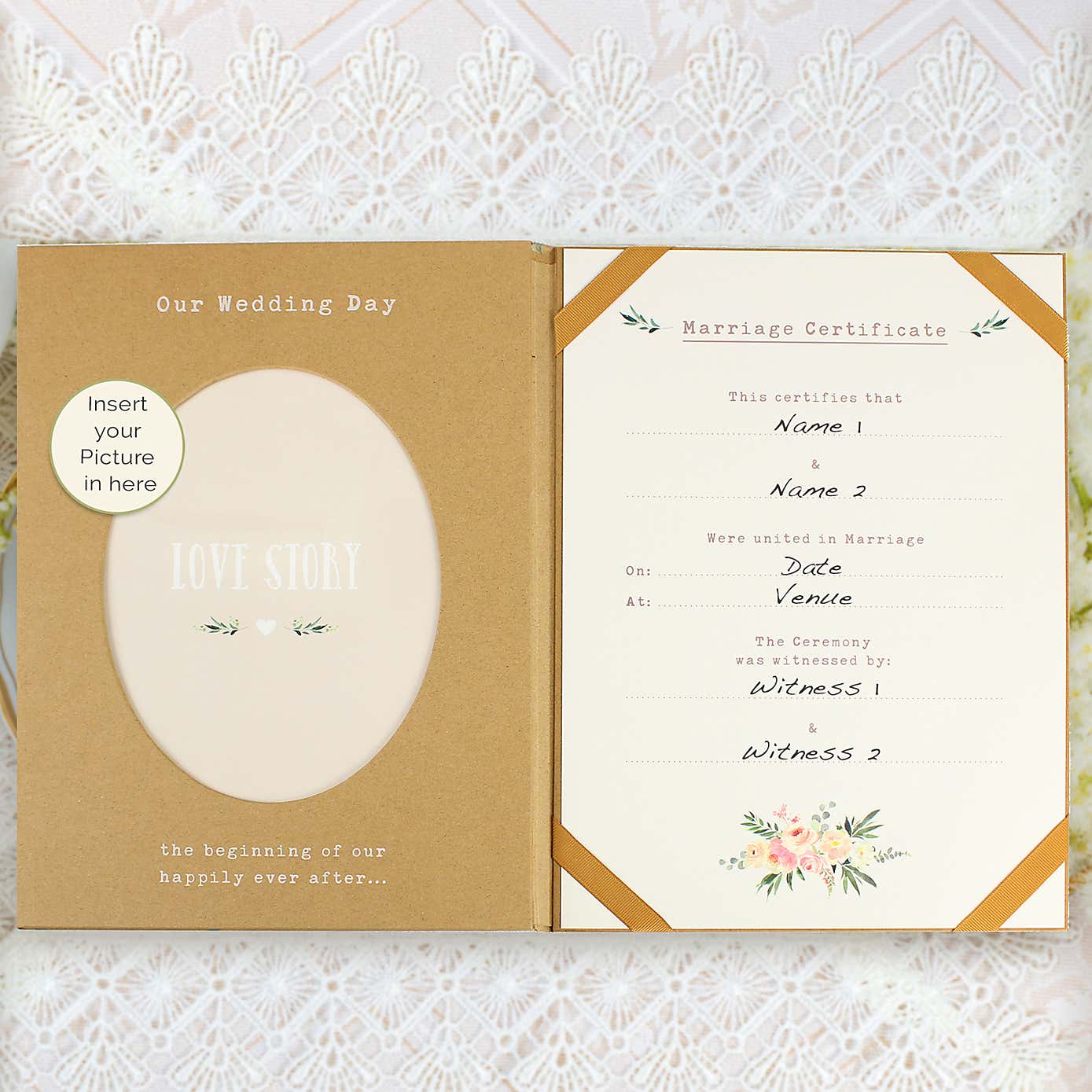 Personalised Wedding Certificate Display Book