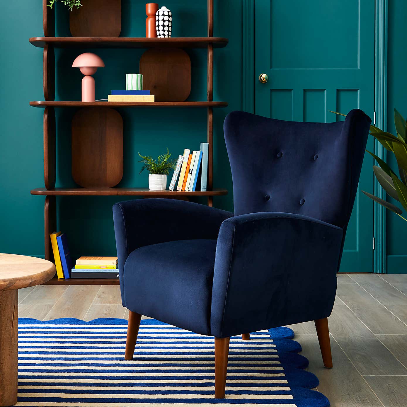 Sven Velvet Modern Wing Chair