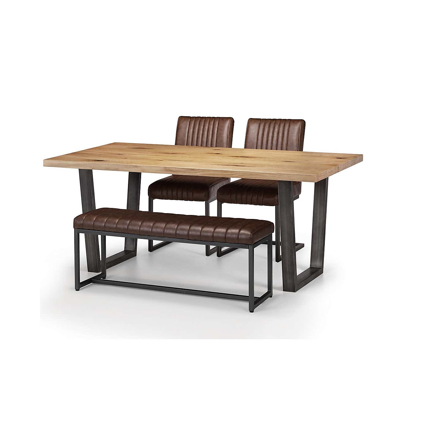 Brooklyn Upholstered Dining Bench Brown Faux Leather