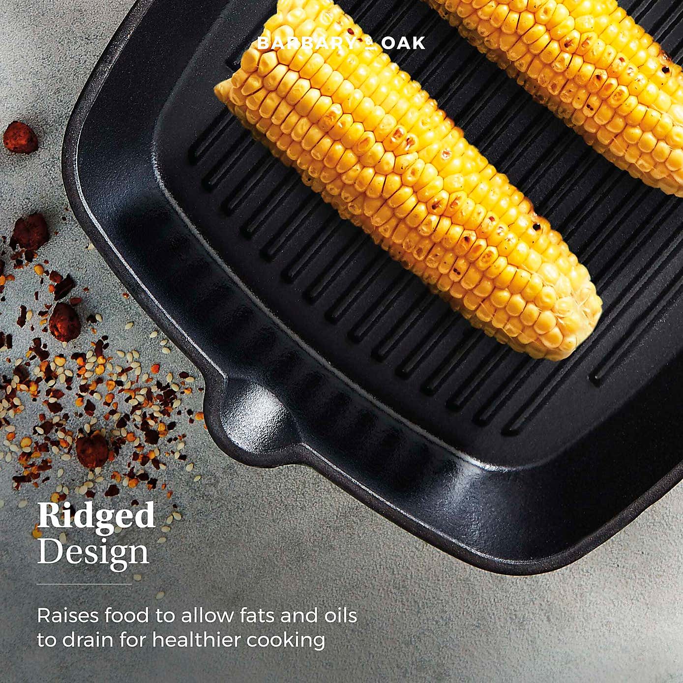 Barbary & Oak Cast Iron Grill Pan, 23cm