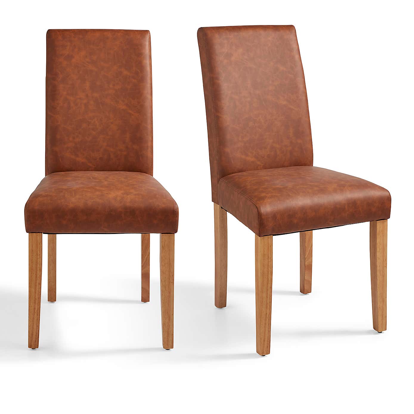 Hugo Set of 2 Dining Chairs, Distressed Faux Leather