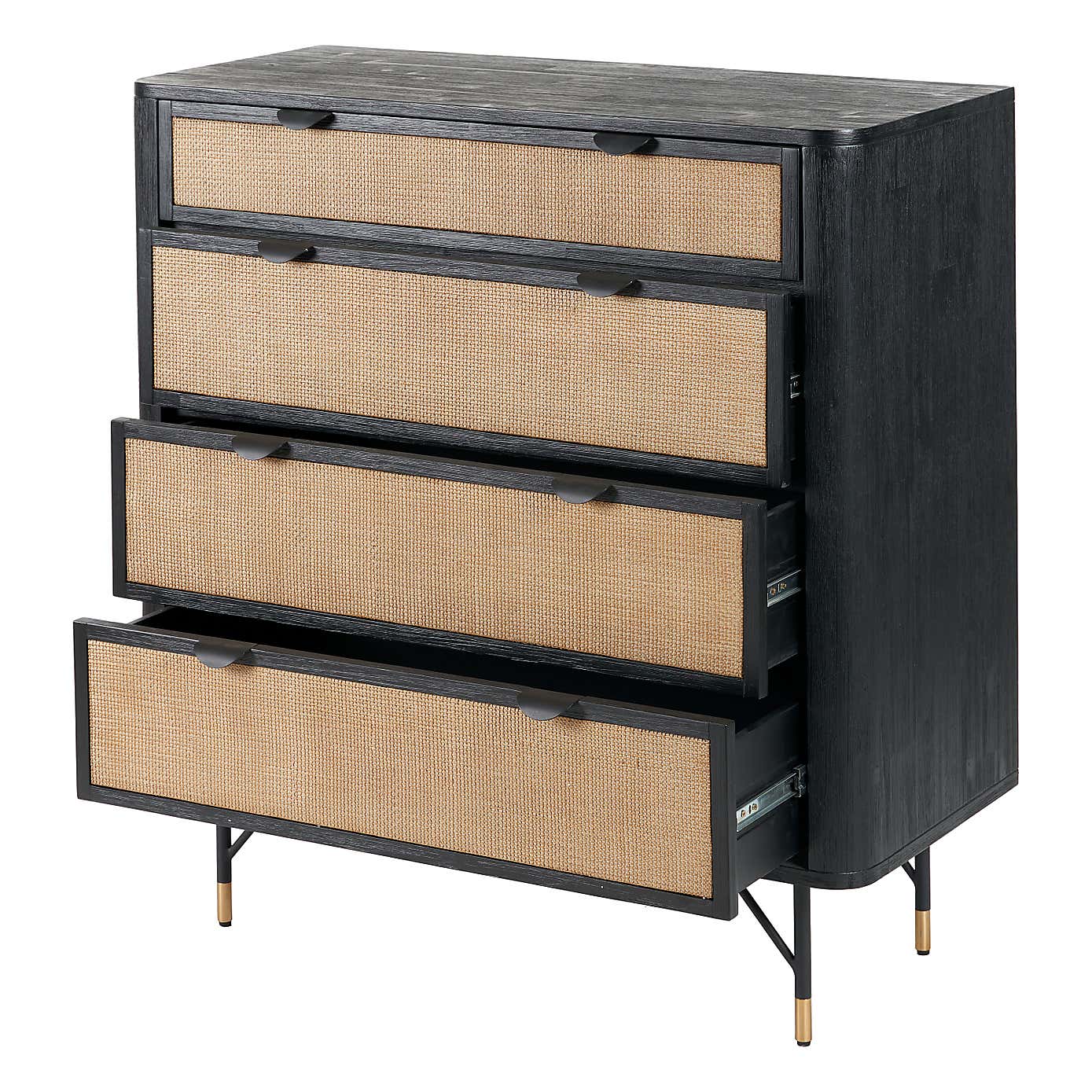 Fiji 4 Drawer Chest, Acacia Wood and Rattan