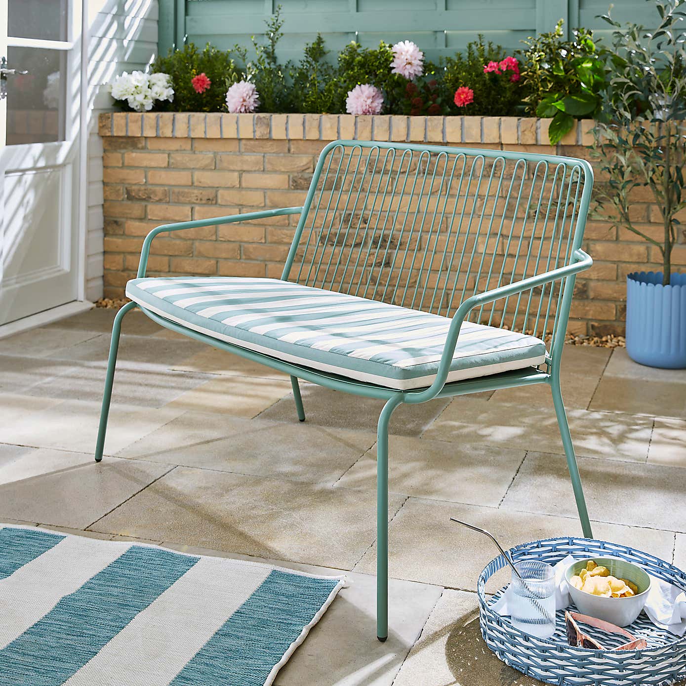 Striped Bench Pad, Lilypad