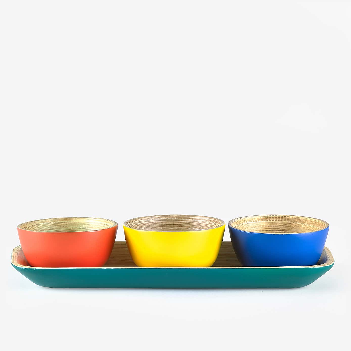 Sur La Table Colour Me Happy Bamboo Tray and Set of 4 Dipping Bowls