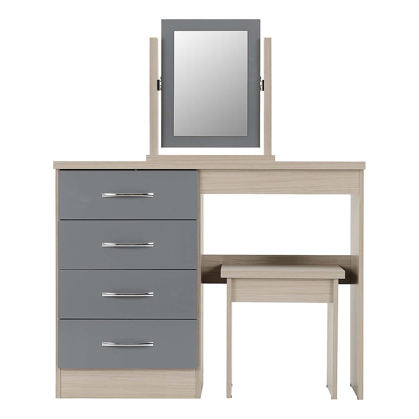 Nevada 4 Drawer Dressing Table Set with Mirror