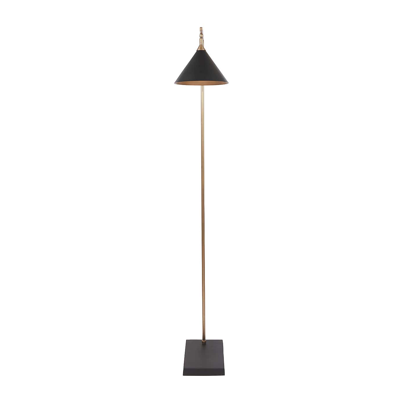 Zeta Matt Black and Antique Brass Floor Lamp