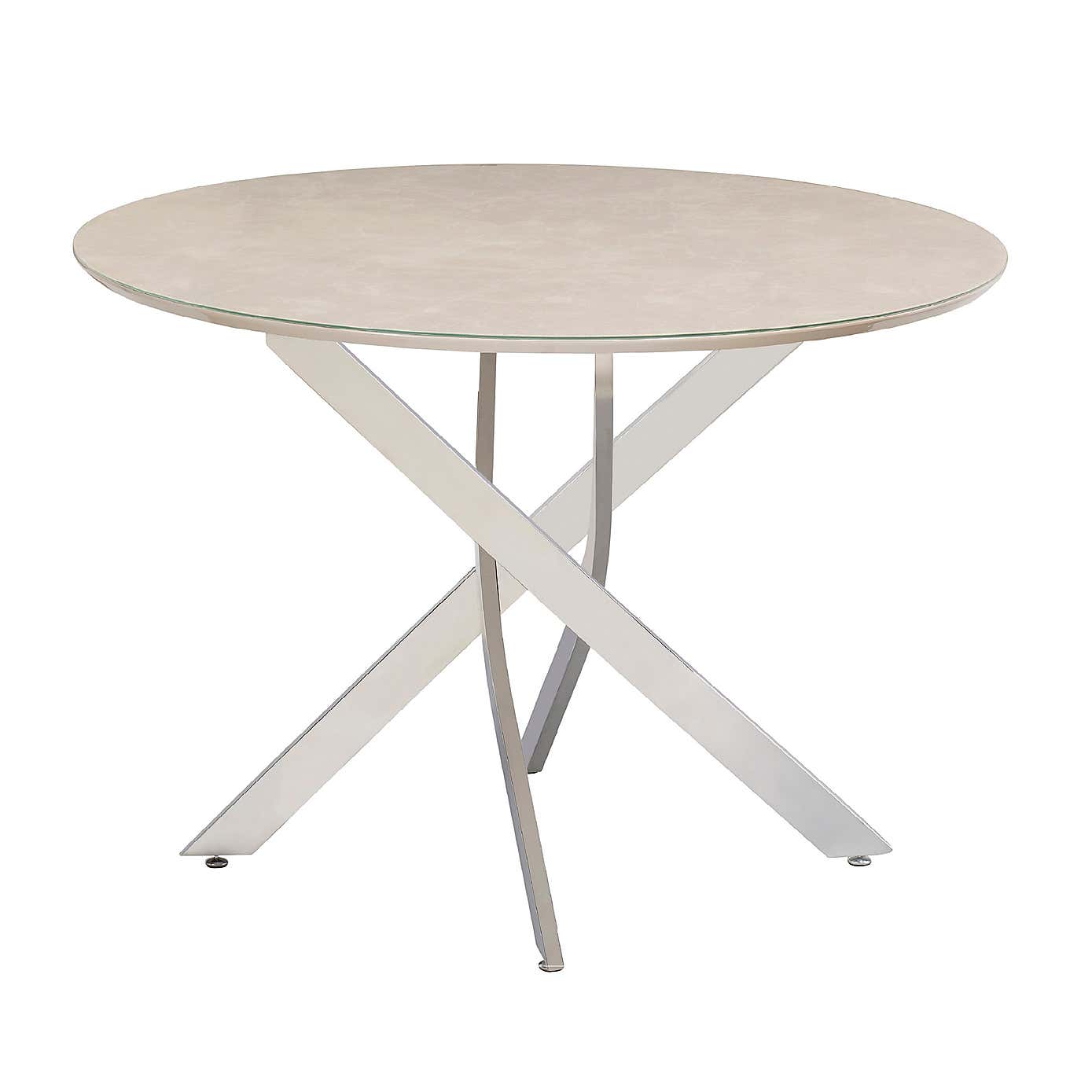 Capri Round 4 Seater Dining Table Marble Effect Glass