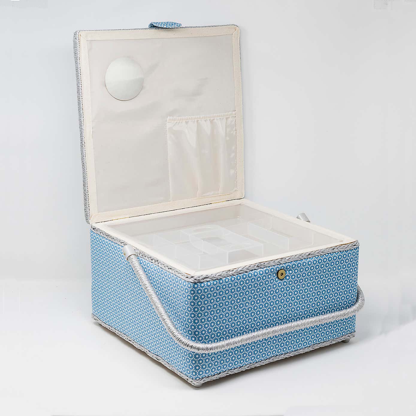 Blue Geometric Extra Large Sewing Basket