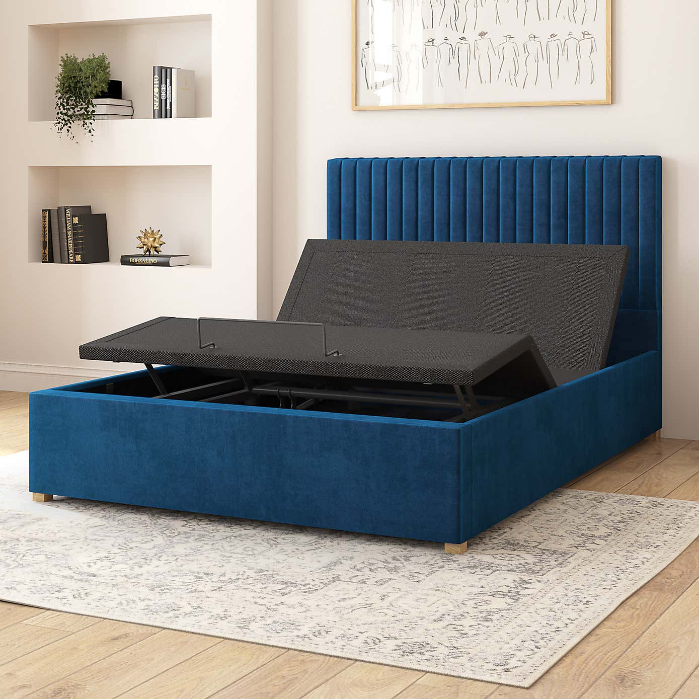 Grant Plush Velvet Adjustable Bed