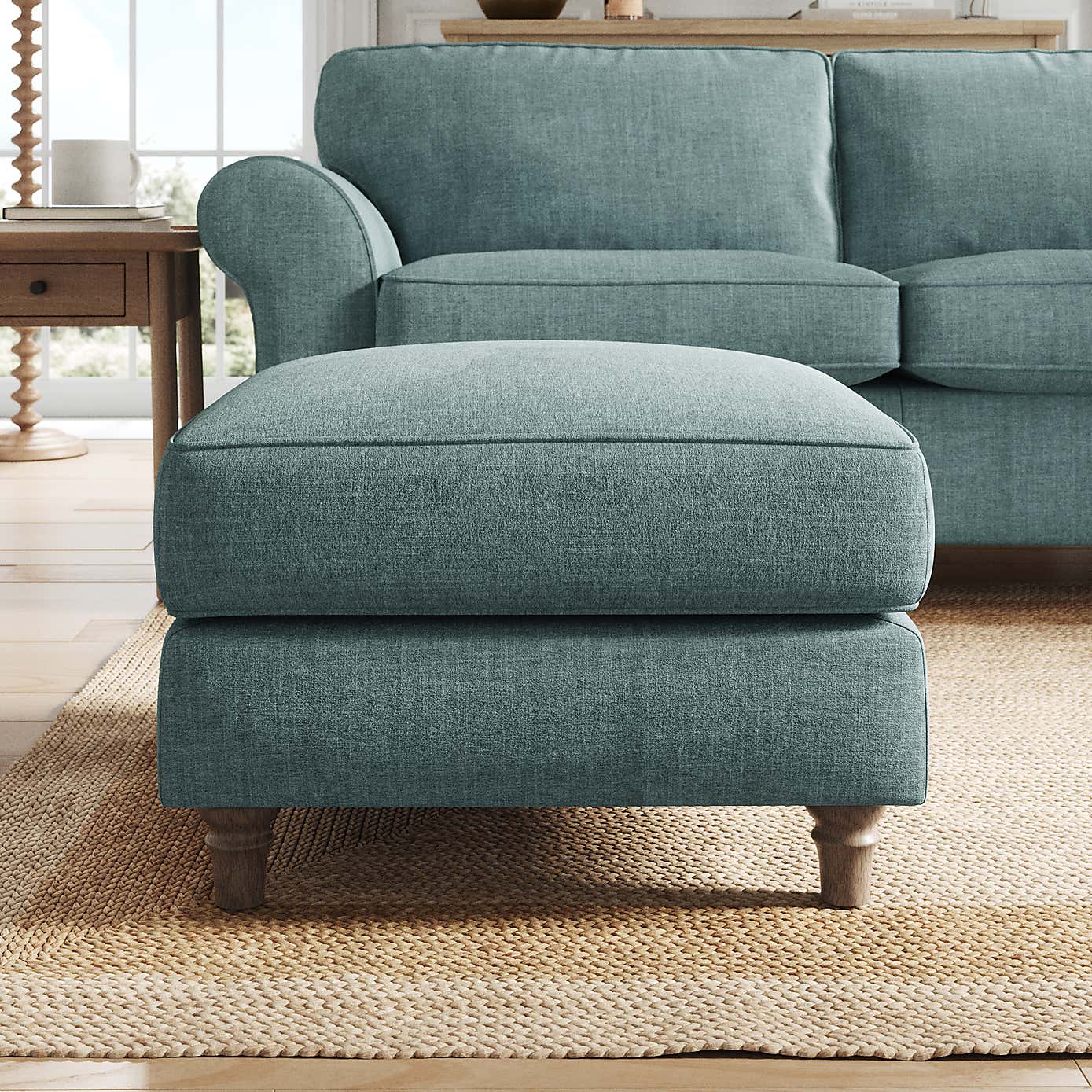 Flori Footstool, Tonal Plush Chenille