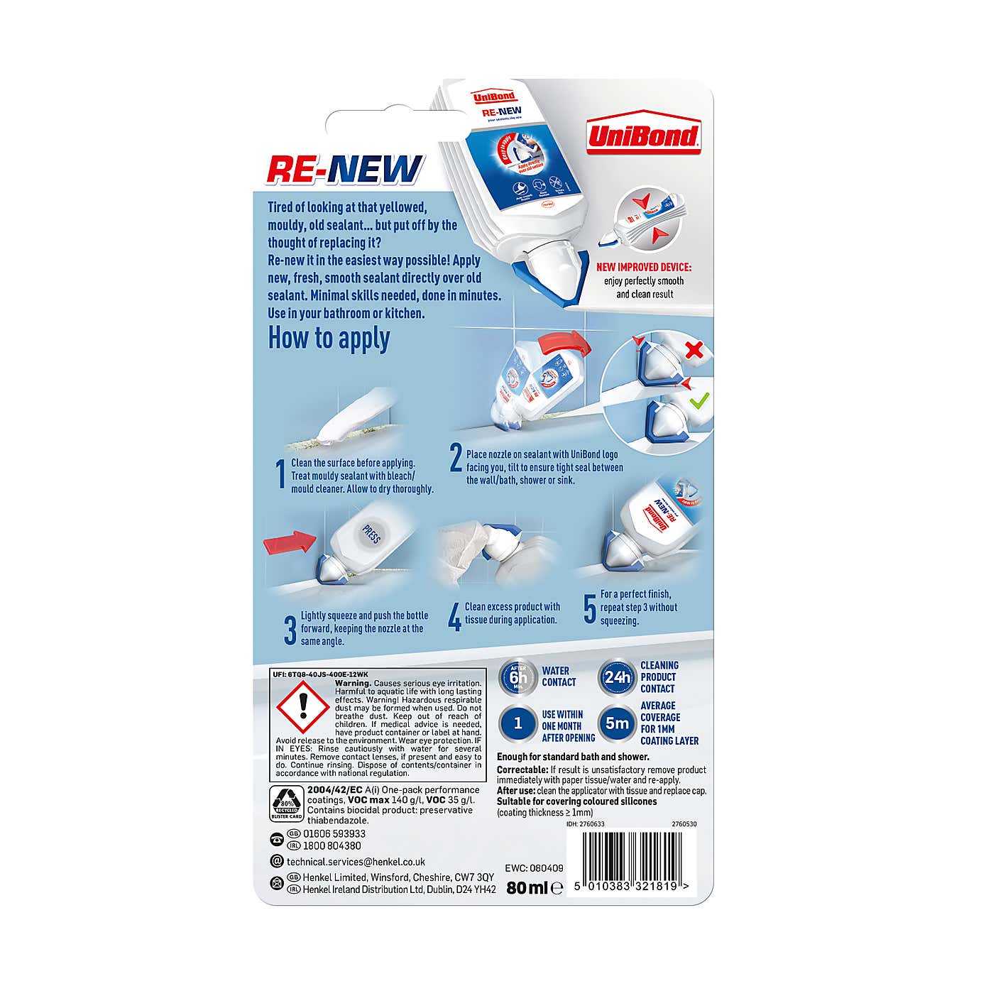 UniBond Re-new Silicone Sealant 80ml