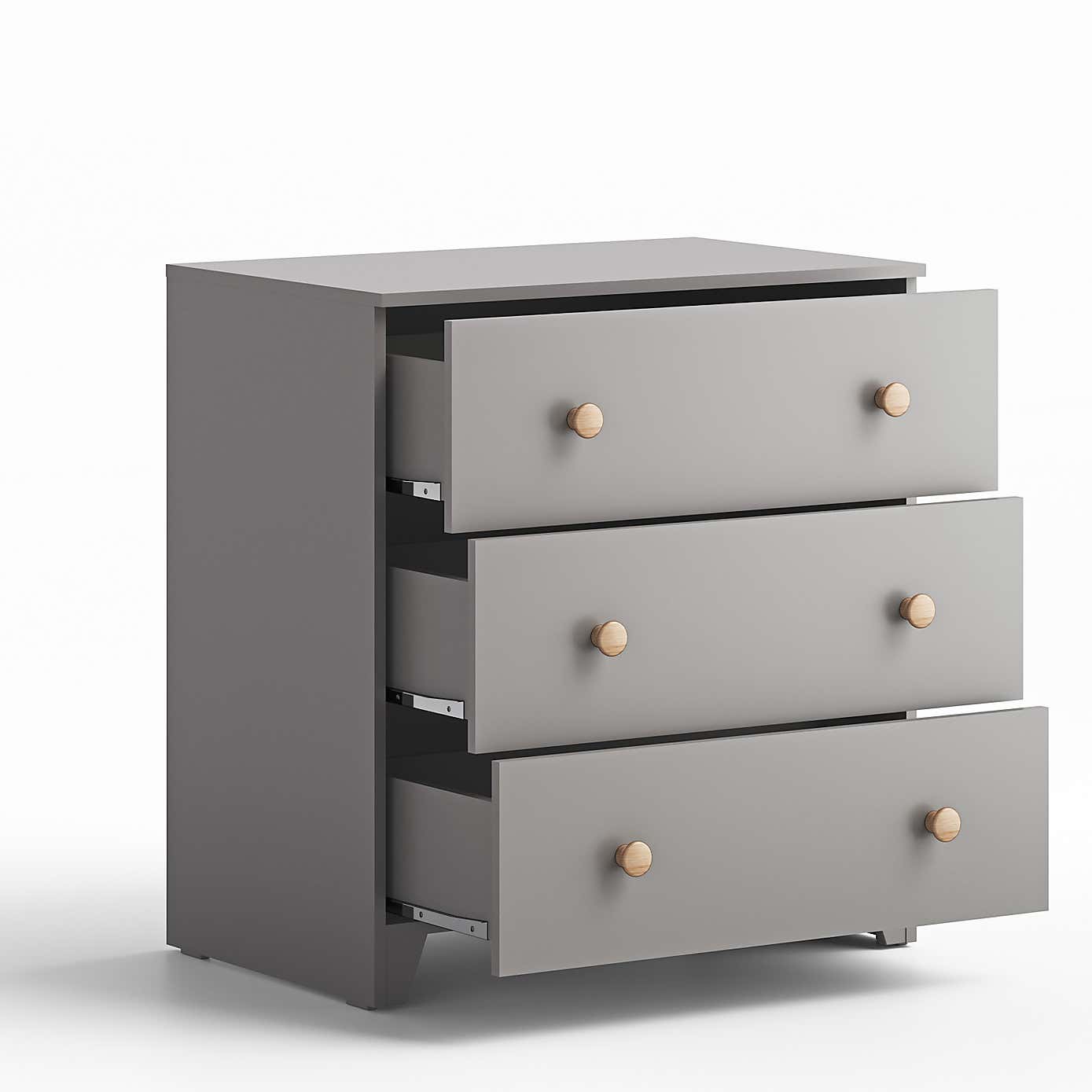 Little Acorns Classic Oak Effect 3 Drawer Chest and Wardrobe Nursery Set