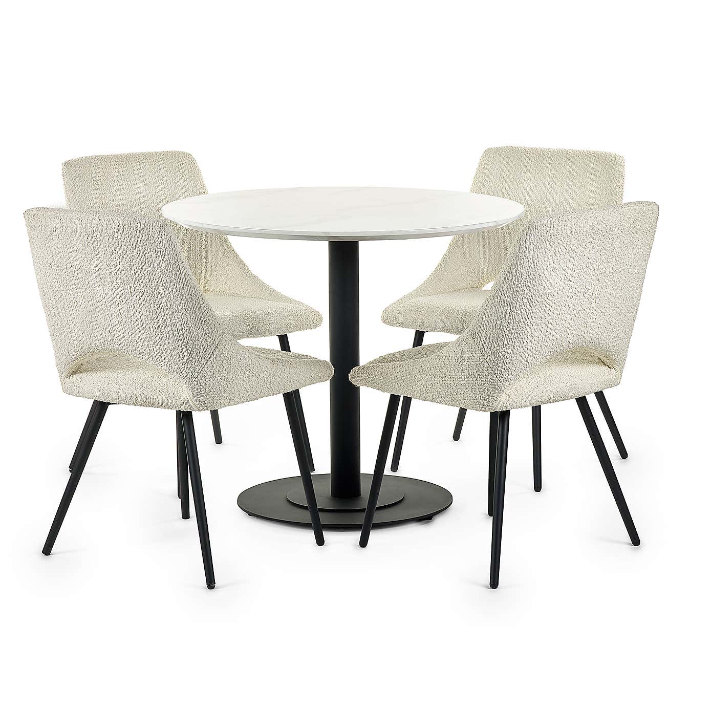 Luca 4 Seater Round Dining Table, Marble
