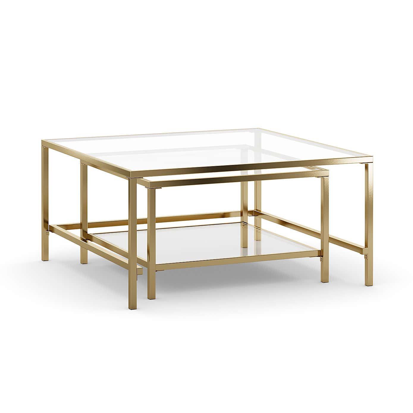 Sofia Glass Nest of Square Coffee Tables