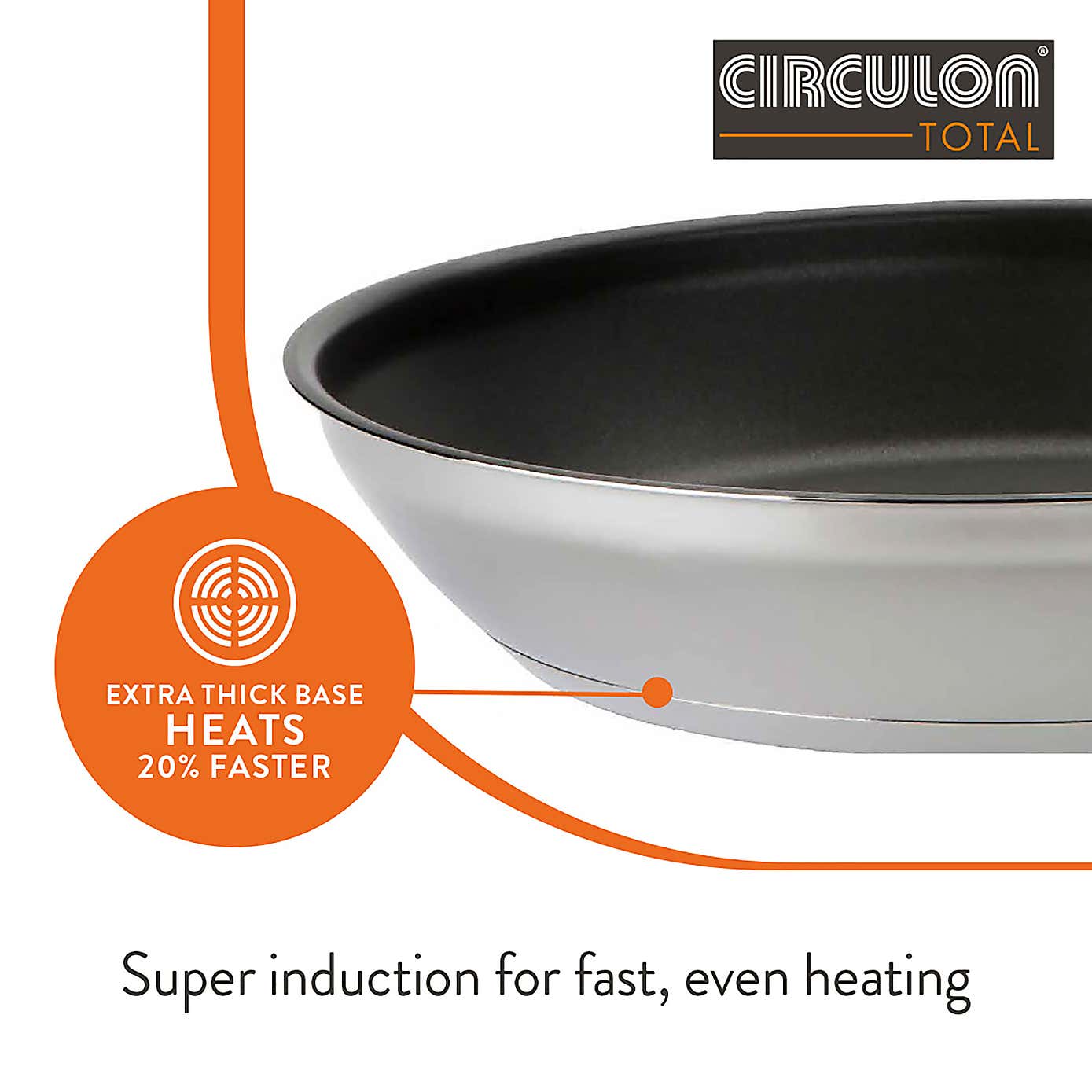 Circulon Total Non-Stick Stainless Steel Frying Pan, 22cm