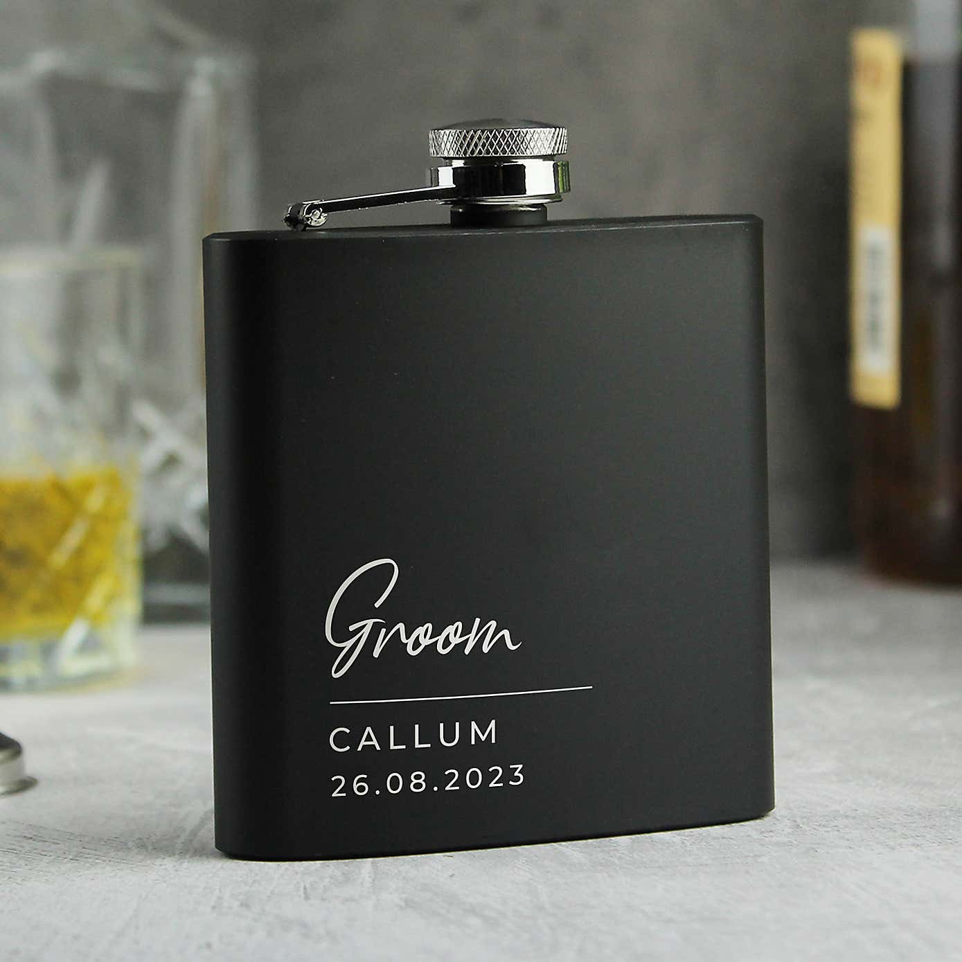 Personalised Any Occasion Black Hip Flask