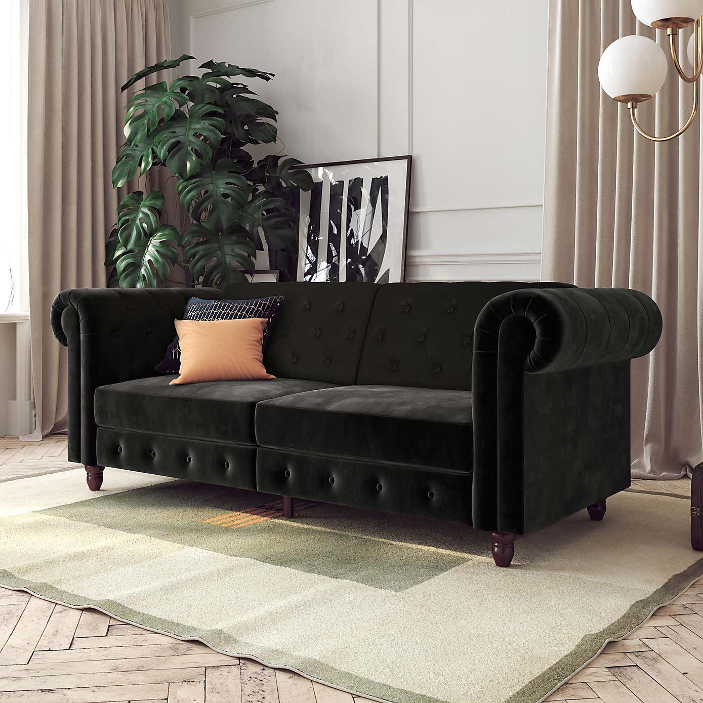 Felix Velvet Chesterfield Double Sofa Bed