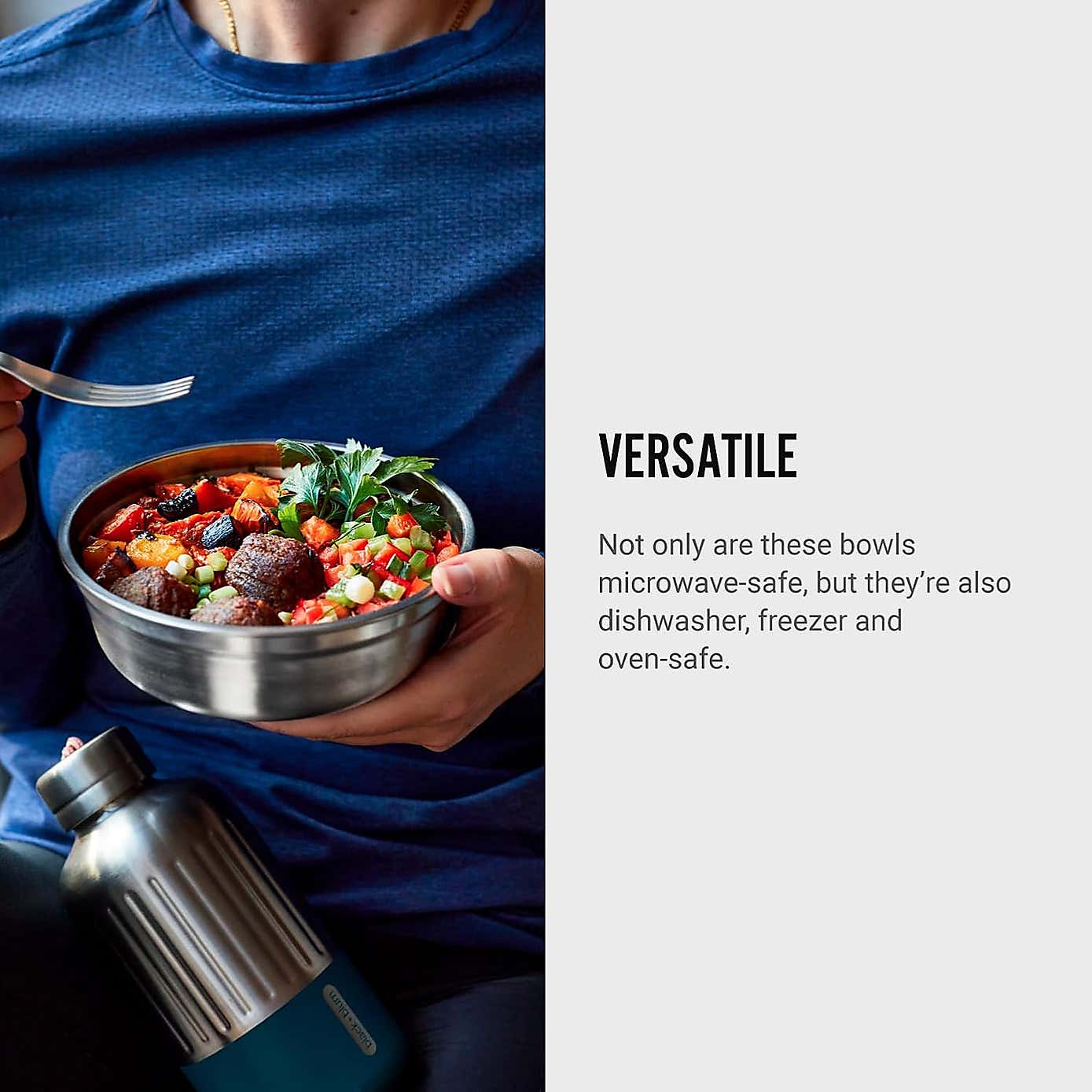 Black and Blum Steel Food Bowl