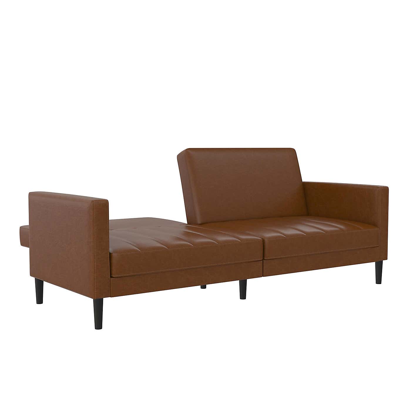 Liam Faux Leather Clic Clac Camel Double Sofa Bed